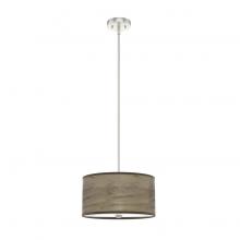  19244 - Hunter Solhaven Warm Grey Oak & Brushed Nickel with Painted Cased White Glass 2 Light Pendant