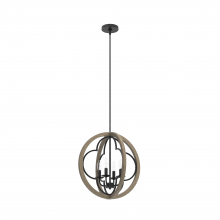  19095 - Hunter Gablecrest French Oak and Rustic Iron 4 Light Pendant Ceiling Light Fixture