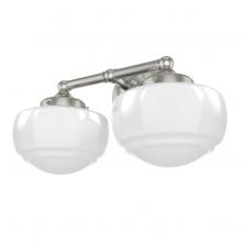  19506 - Hunter Saddle Creek Brushed Nickel with Cased White Glass 2 Light Bathroom Vanity Wall Light Fixture