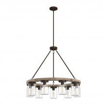  19245 - Hunter Devon Park Onyx Bengal and Barnwood with Clear Glass 9 Light Chandelier Ceiling Light Fixture