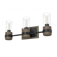 19466 - Hunter River Mill Rustic Iron and French Oak with Seeded Glass 3 Light Bathroom Vanity Wall Light Fi