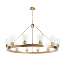  13060 - Hunter Hartland Alturas Gold with Seeded Glass 12 Light Chandelier Ceiling Light Fixture