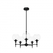  19510 - Hunter Xidane Matte Black with Clear Glass 5 Light Chandelier Ceiling Light Fixture