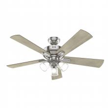 51858 - Hunter 52 inch Crestfield Brushed Nickel Ceiling Fan with LED Light Kit and Handheld Remote