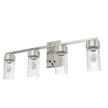  19687 - Hunter Gatz Brushed Nickel with Clear Fluted Glass 4 Light Bathroom Vanity Wall Light Fixture