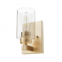  13072 - Hunter Hartland Alturas Gold with Seeded Glass 1 Light Sconce Wall Light Fixture