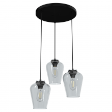  19728 - Hunter Vidria Matte Black with Smoked Glass 3 Light Pendant Cluster Ceiling Light Fixture