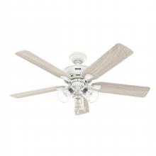  52344 - Hunter 52 inch Rosner Matte White Ceiling Fan with LED Light Kit and Pull Chain