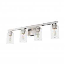  13080 - Hunter Hartland Brushed Nickel with Seeded Glass 4 Light Bathroom Vanity Wall Light Fixture