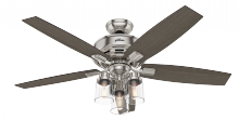  54190 - Hunter 52 inch Bennett Brushed Nickel Ceiling Fan with LED Light Kit and Handheld Remote