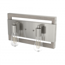  19861 - Hunter Woodburn Brushed Nickel 2 Light Bathroom Vanity Wall Light Fixture