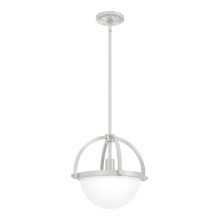  19233 - Hunter Wedgefield Brushed Nickel with Frosted Cased White Glass 1 LT Pendant Ceiling LT Fixture