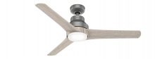  51326 - Hunter 52 inch Lakemont Matte Silver Damp Rated Ceiling Fan with LED Light Kit and Handheld Remote