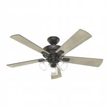  51856 - Hunter 52 inch Crestfield Noble Bronze Ceiling Fan with LED Light Kit and Handheld Remote