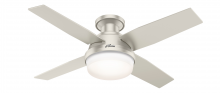  50398 - Hunter 44 inch Dempsey Matte Nickel Low Profile Damp Rated Ceiling Fan with LED Light Kit and Handhe