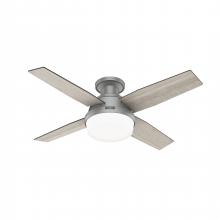  51757 - Hunter 44 inch Dempsey Matte Silver Low Profile Ceiling Fan with LED Light Kit and Handheld Remote