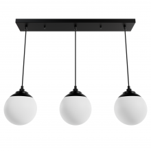  19800 - Hunter Hepburn Matte Black with Cased White Glass 3 Light Pendant Cluster Ceiling Light Fixture