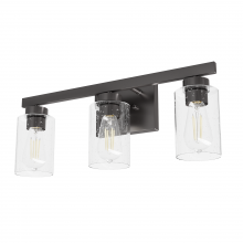  13079 - Hunter Hartland Noble Bronze with Seeded Glass 3 Light Bathroom Vanity Wall Light Fixture