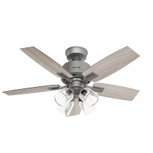  52427 - Hunter 44 inch Gatlinburg Matte Silver Ceiling Fan with LED Light Kit and Handheld Remote