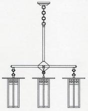 Arroyo Craftsman GCH-9L/4M-AB - 9" glasgow long body 4 light chandelier