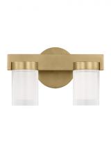  KWBA20027NB - The Esfera Small Damp Rated 2-Light Integrated Dimmable LED Bath Vanity in Natural Brass