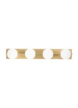  SLBA123NB - The Orbel 32.5-inch Damp Rated 4-Light Dimmable Bath Vanity in Natural Brass