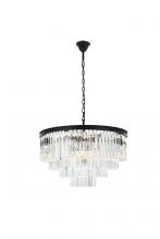 Elegant 1201D32MB/RC - Sydney 17 Light Matte Black Chandelier Clear Royal Cut Crystal