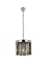  1208D12PN-SS/RC - Sydney 3 Light Polished Nickel Pendant Silver Shade (Grey) Royal Cut Crystal