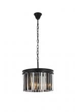  1208D16MB-SS/RC - Sydney 3 Light Matte Black Pendant Silver Shade (Grey) Royal Cut Crystal