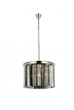  1208D20PN-SS/RC - Sydney 6 Light Polished Nickel Pendant Silver Shade (Grey) Royal Cut Crystal