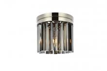  1208F12PN-SS/RC - Sydney 3 Light Polished Nickel Flush Mount Silver Shade (Grey) Royal Cut Crystal