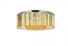  1208F43PN-GT/RC - Sydney 10 Light Polished Nickel Flush Mount Golden Teak (Smoky) Royal Cut Crystal