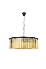  1208G43MB-GT/RC - Sydney 10 Light Matte Black Chandelier Golden Teak (Smoky) Royal Cut Crystal