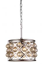  1214D12PN-GT/RC - Madison 3 Light Polished Nickel Pendant Golden Teak (Smoky) Royal Cut Crystal