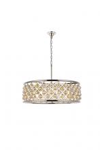  1214D32PN-GT/RC - Madison 8 Light Polished Nickel Chandelier Golden Teak (Smoky) Royal Cut Crystal