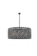  1214G43MB-SS/RC - Madison 10 Light Matte Black Chandelier Silver Shade (Grey) Royal Cut Crystal