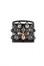  1214W11MB-SS/RC - Madison 1 Light Matte Black Wall Sconce Silver Shade (Grey) Royal Cut Crystal