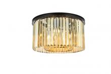  1238F26MB-GT/RC - Sydney 8 Light Matte Black Flush Mount Golden Teak (Smoky) Royal Cut Crystal