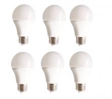  A19LED801-6PK - LED Wall Pack, 3000k, 120 Degree, Cri80, ETL, Es, 9w, 50000hrs, Lm450, Frosted Glass, Non-dimmable