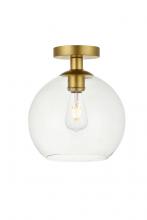  LD2210BR - Baxter 1 Light Brass Flush Mount with Clear Glass