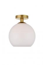  LD2211BR - Baxter 1 Light Brass Flush Mount with Frosted White Glass