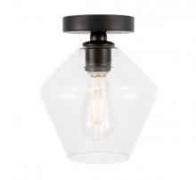  LD2254BK - Gene 1 Light Black and Clear Glass Flush Mount