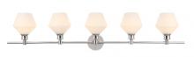  LD2325C - Gene 5 Light Chrome and Frosted White Glass Wall Sconce