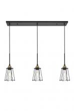  LD4047D38BRB - Auspice 3 Light Brass and Black Pendant