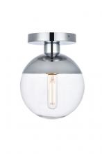  LD6053C - Eclipse 1 Light Chrome Flush Mount with Clear Glass