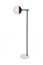  LD6098BK - Eclipse 1 Light Black Floor Lamp with Frosted White Glass