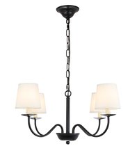  LD6103D25BK - Eclipse 4 light Black and White shade chandelier