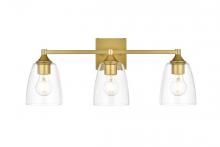  LD7307W24BRA - Gianni 3 Light Brass and Clear Bath Sconce