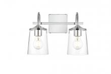  LD7313W14CH - Avani 2 Light Chrome and Clear Bath Sconce