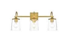  LD7313W24BRA - Avani 3 Light Brass and Clear Bath Sconce